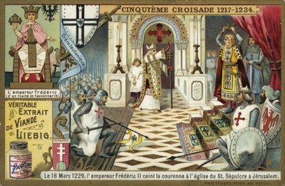 The Emperor Frederick II takes the crown of Jerusalem in the Church of the Holy Sepulchre, Sixth Crusade, 18 March 1229 by European School